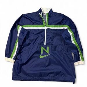 VTG 90s Nike center swoosh colorblock half zip windbreaker jacket blue green XXL